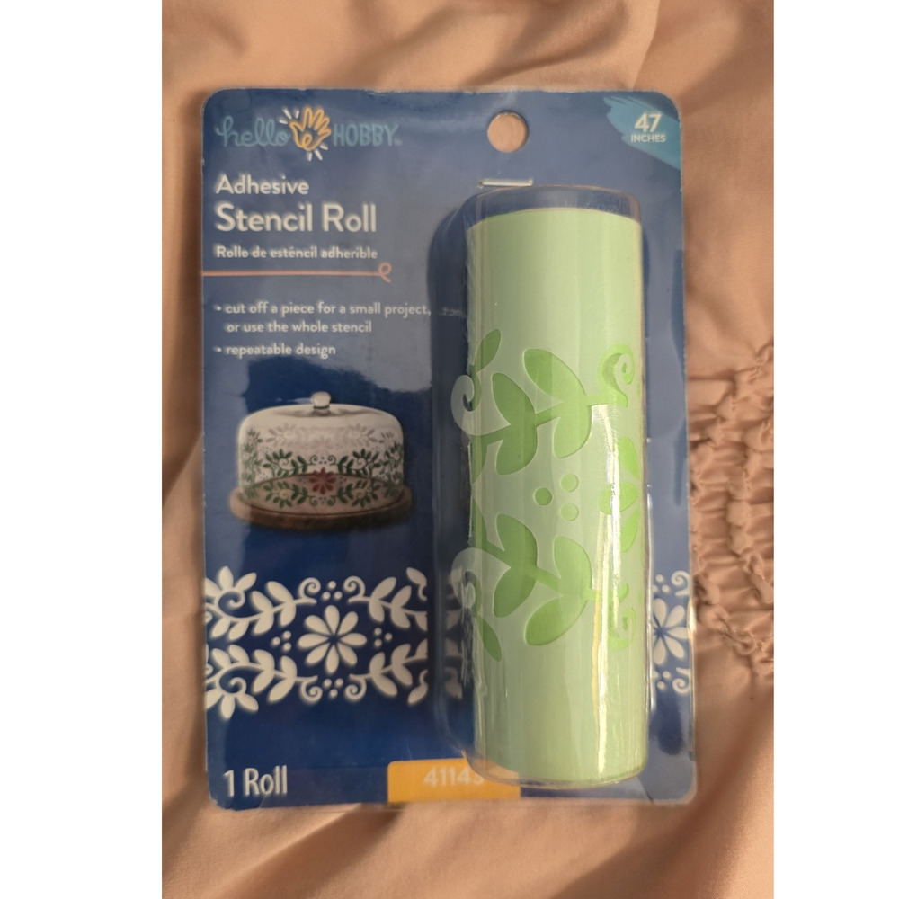 Hello Hobby Floral Flourish Adhesive Stencil Roll 47x4.5in Green Floral 41143